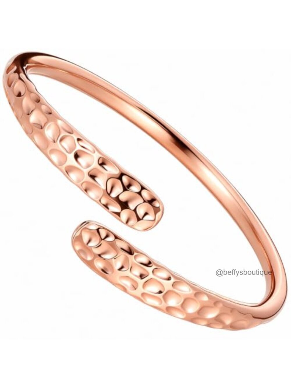 Solid Pure Copper Hammered Spiral Cuff Bracelet Men Women Adjustable